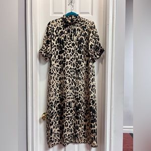 Zara leopard print shirt dress | size L | polyester blend